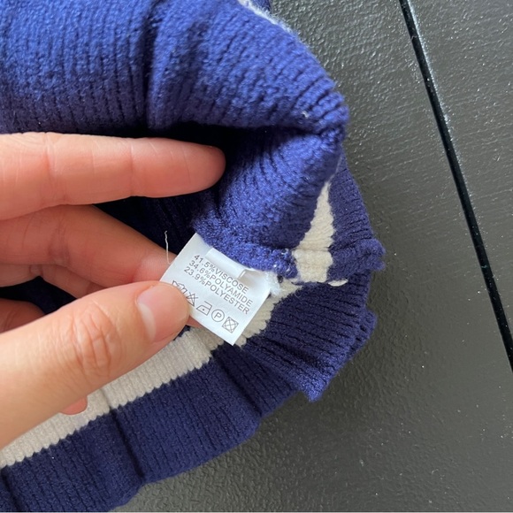 Babygirl Navy Sailor Dress Long Sleeve Nautical Knit Pleated Dress - Picture 8 of 12